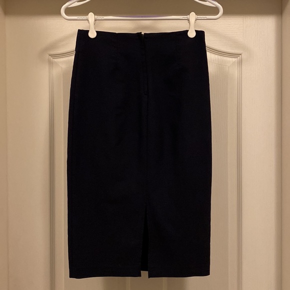 Navy Blue Slimline Midi Skirt with back kick slit - Picture 2 of 8
